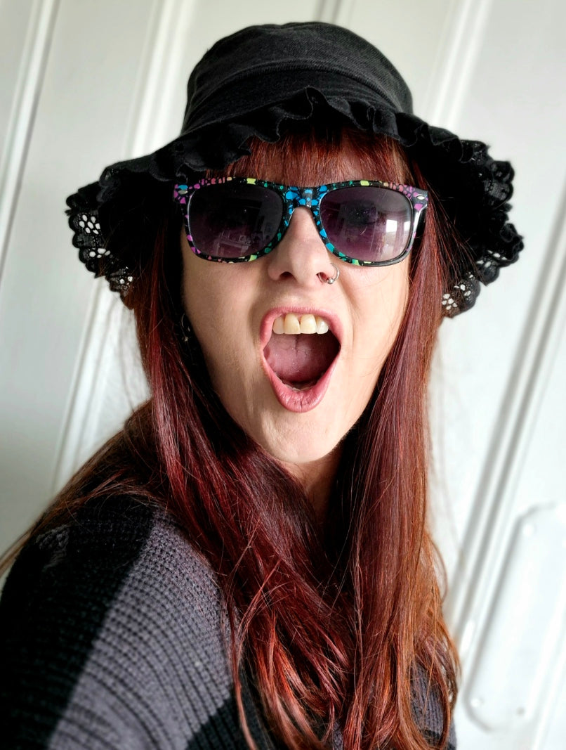 Designer Bucket Hat - Black with Lace