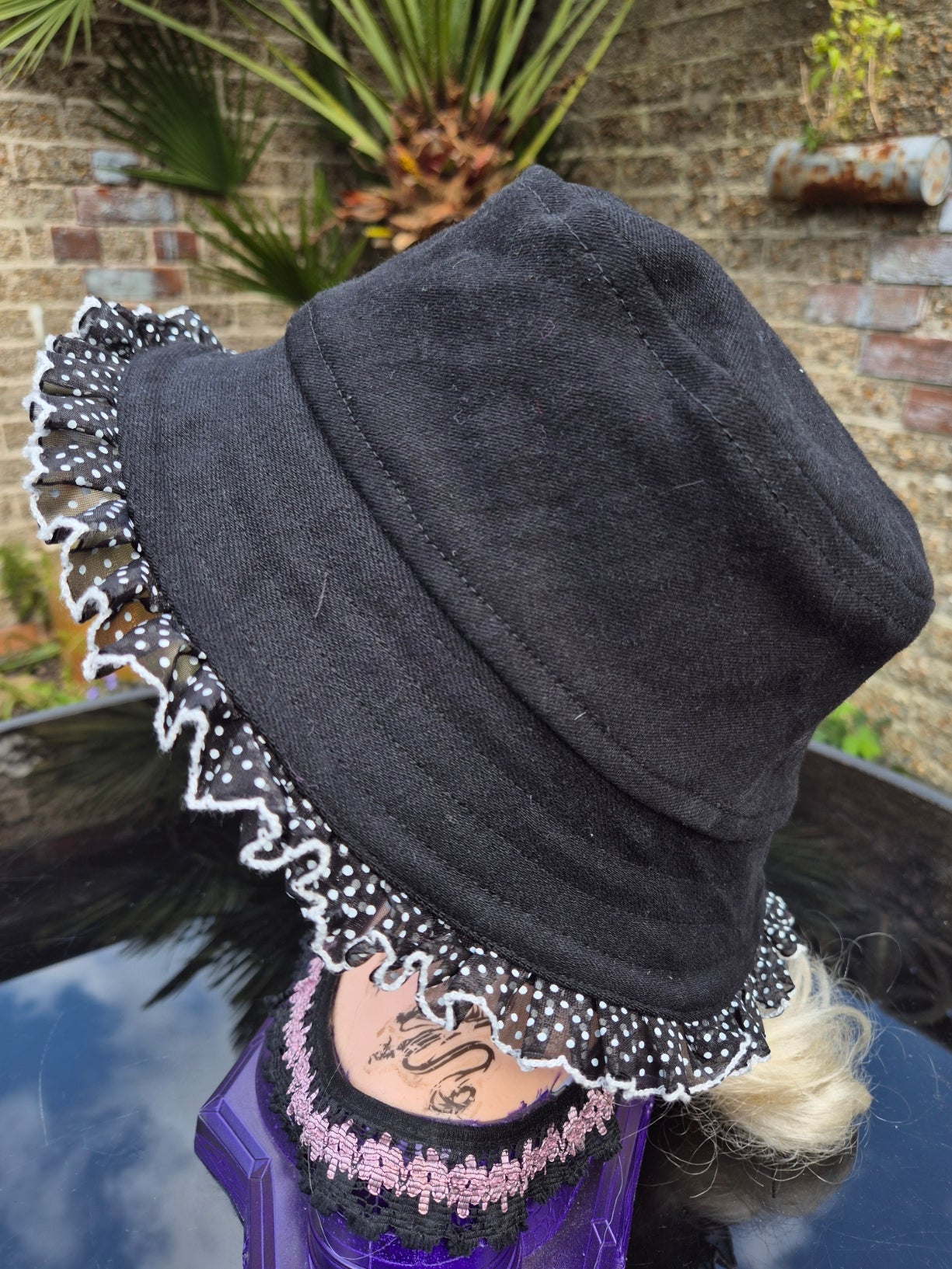 Designer Bucket Hat - Black Polka Dot