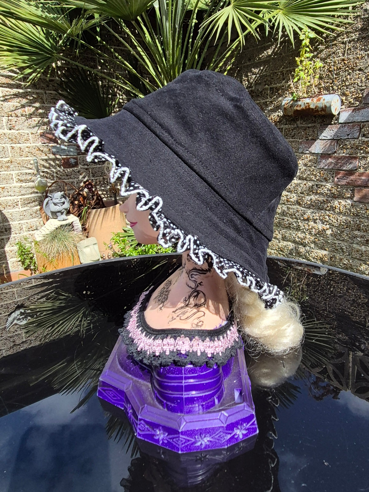 Designer Bucket Hat - Black Polka Dot