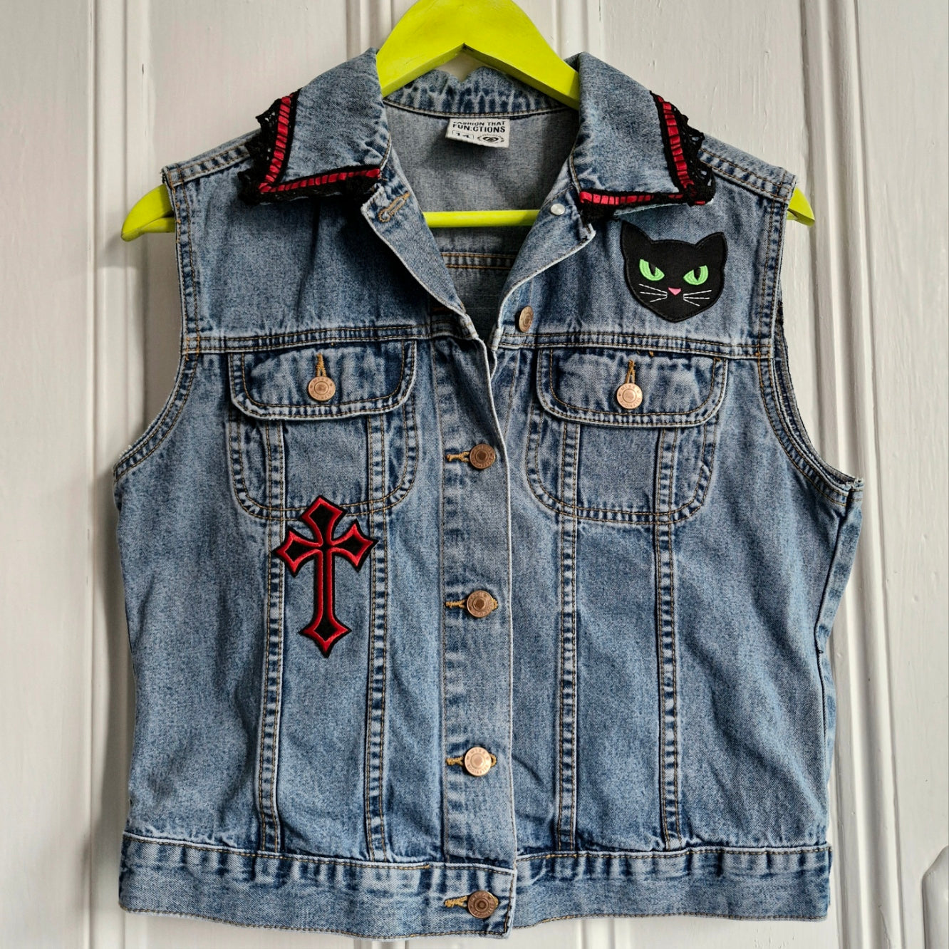 Blue Denim Magic Mushroom Battle Jacket - Size 14