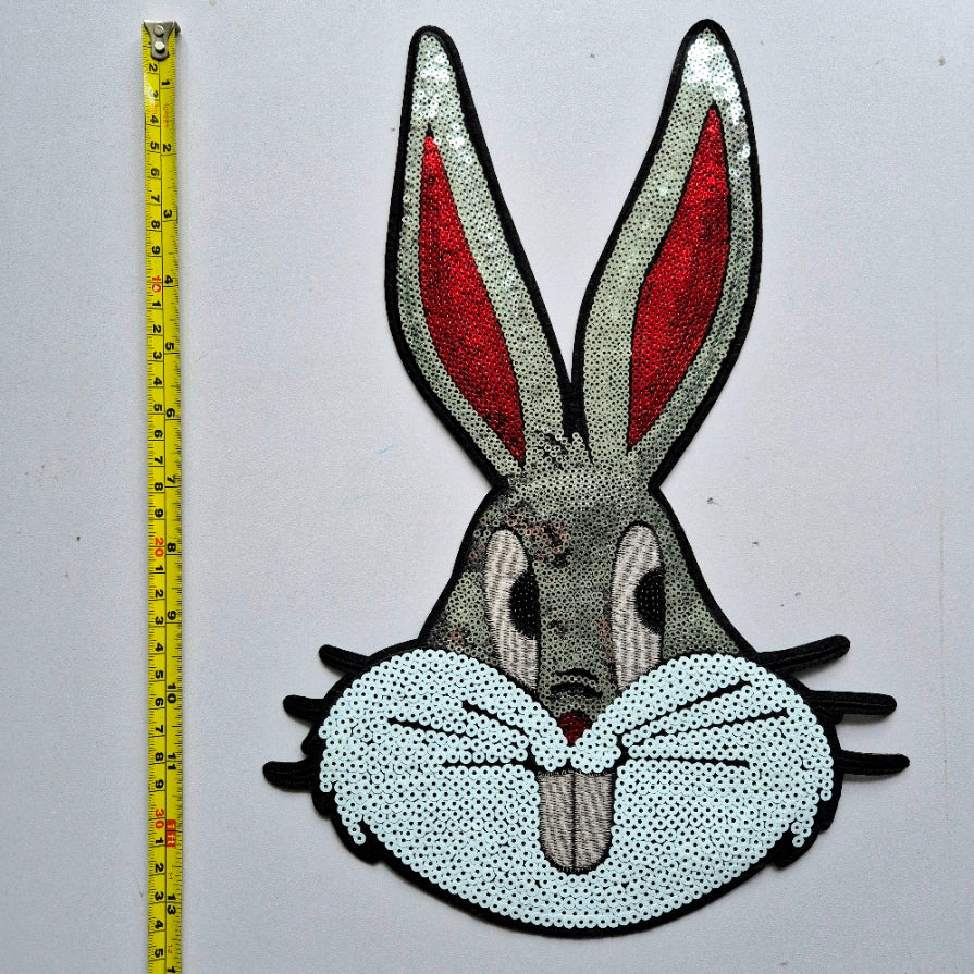 Cartoon Rabbit Sequin Back Patch - Large