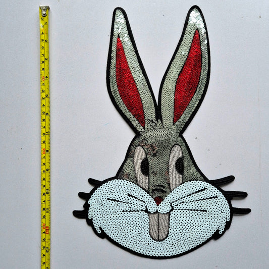 Cartoon Rabbit Sequin Back Patch - Large