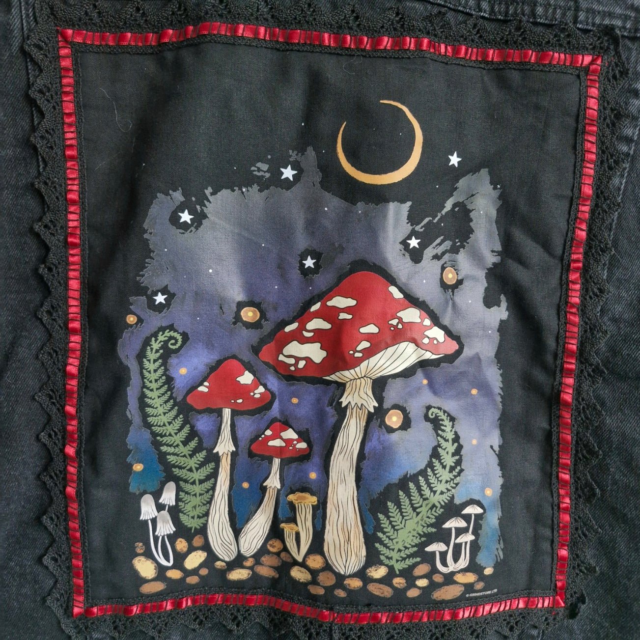 Red Trim Magic Mushroom Battle Jacket - Men's  Size L