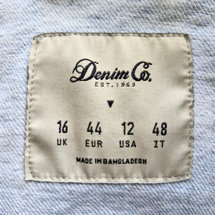 Silver Angel Wing Denim Waistcoat - Size 16