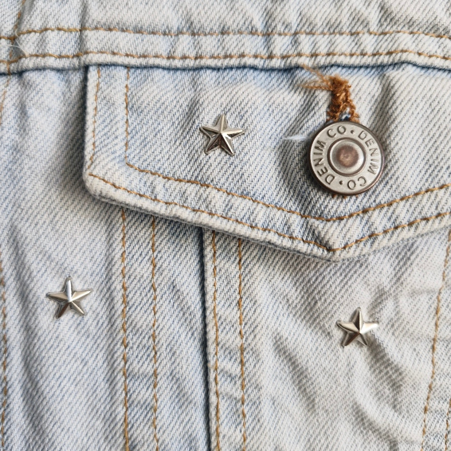 Silver Angel Wing Denim Waistcoat - Size 16