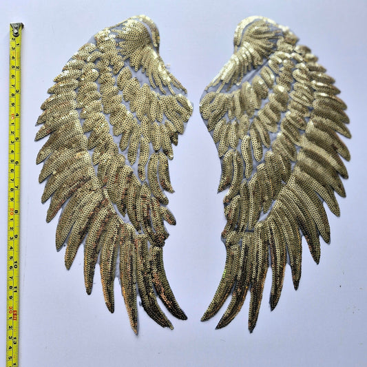 Gold Sequin Wing Patch (Large) - 2 piece