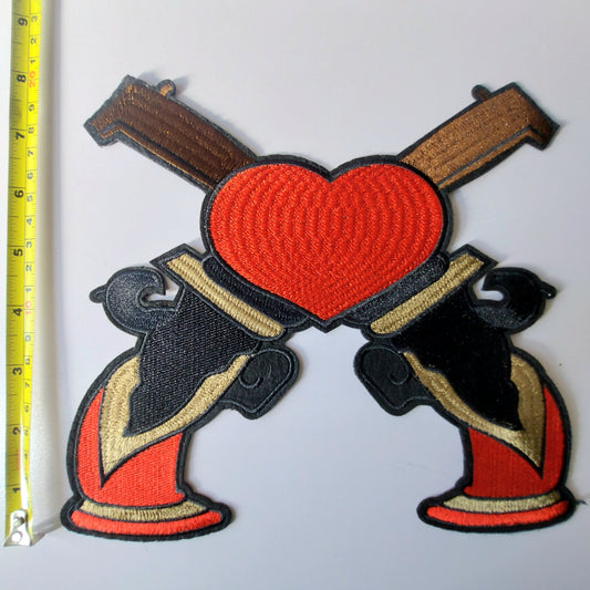 Crossed Guns & Heart Embroidered Patch
