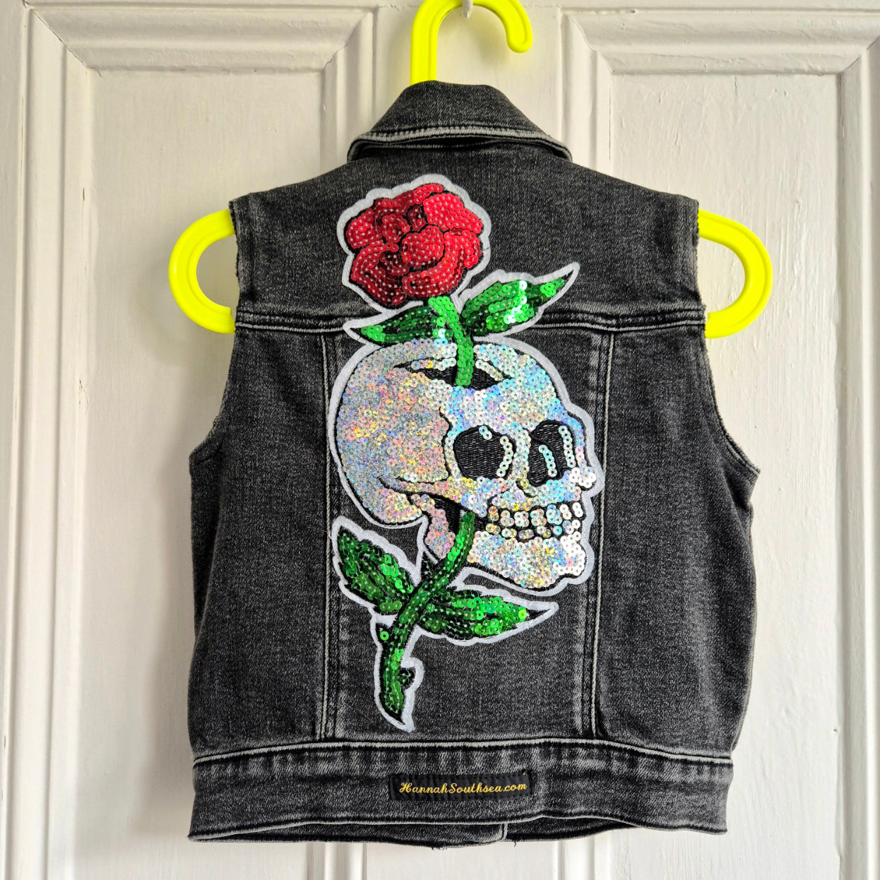 Age 5-6 years Sequin Skull Denim Festival Jacket