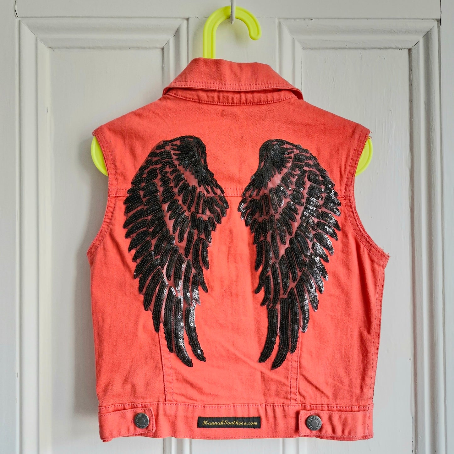 Kids Red Denim Black Wing Waistcoat - Age 11 years