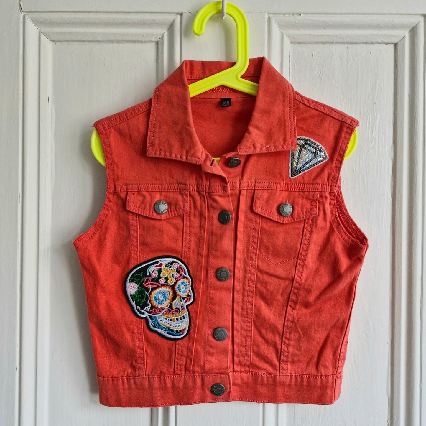 Kids Red Denim Black Wing Waistcoat - Age 11 years