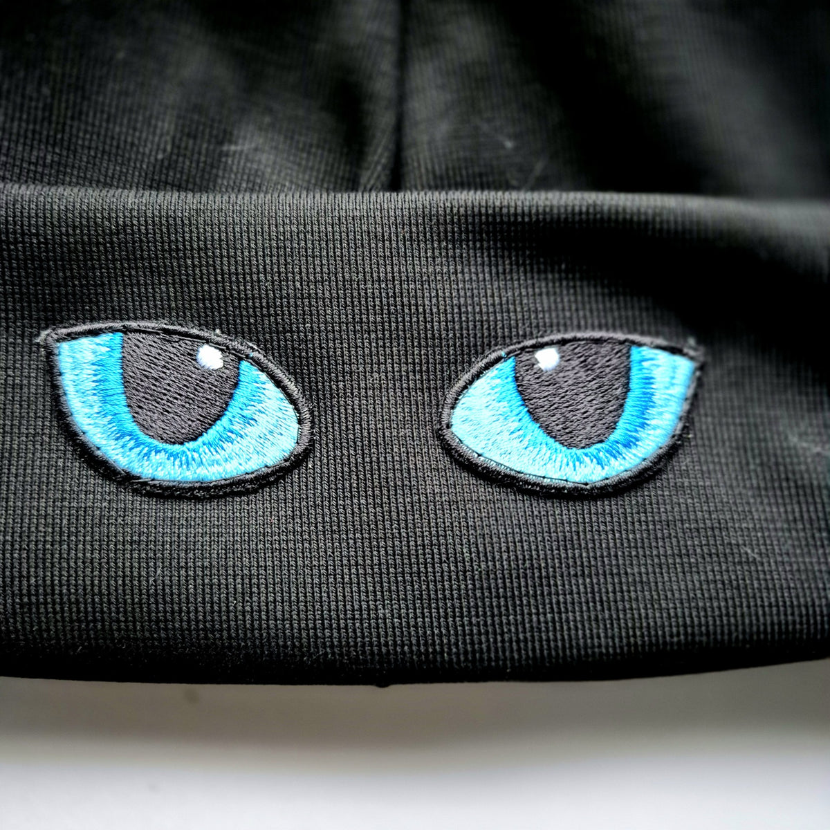 Organic Black / White Furry Ear Kitty Hat