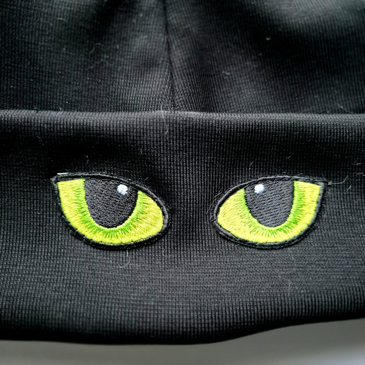 Organic Black / White Furry Ear Kitty Hat