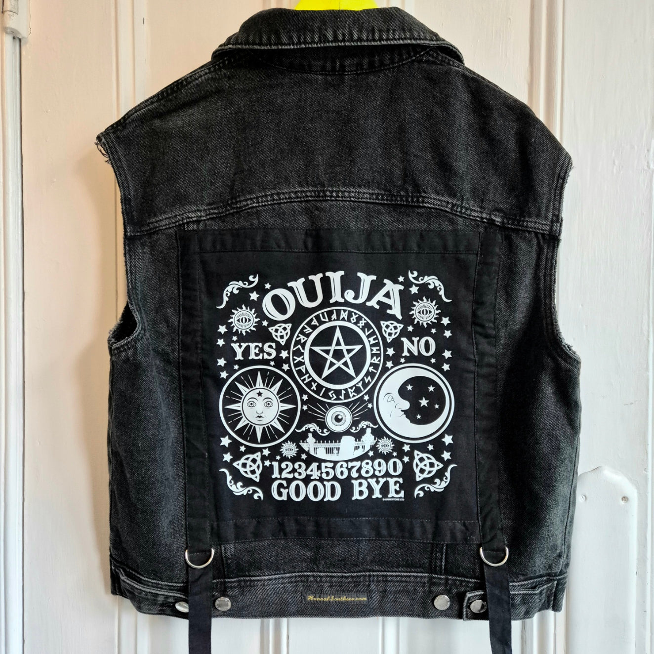 'Oiuja' Black Denim Battle Jacket - Size Men's M