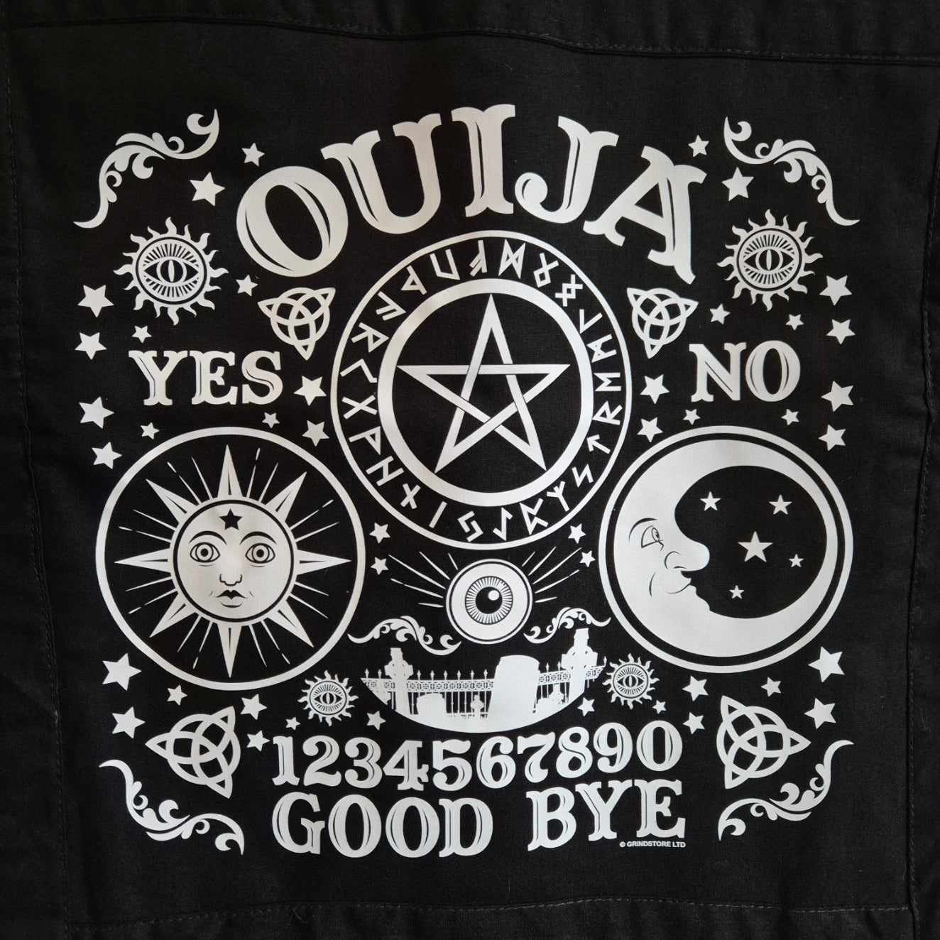 'Oiuja' Black Denim Battle Jacket - Size Men's M