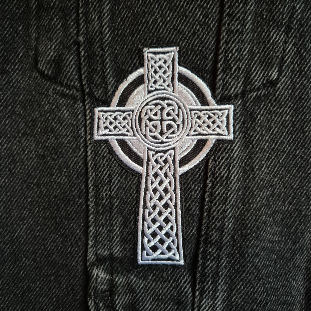 'Oiuja' Black Denim Battle Jacket - Size Men's M