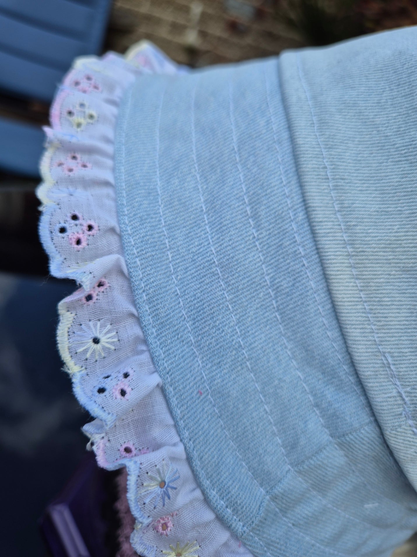 Designer Bucket Hat - Bleached Denim Rainbow Lace