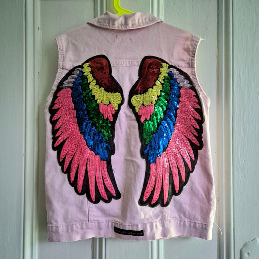Age 11-12 Rainbow Wings Denim Festival jacket
