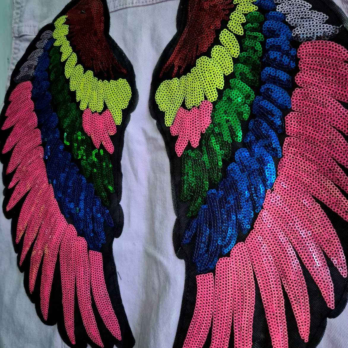 Age 11-12 Rainbow Wings Denim Festival jacket