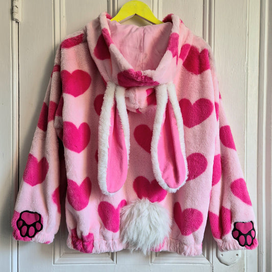 Pink Love Heart Bunny Coat - Shein M - Size 12