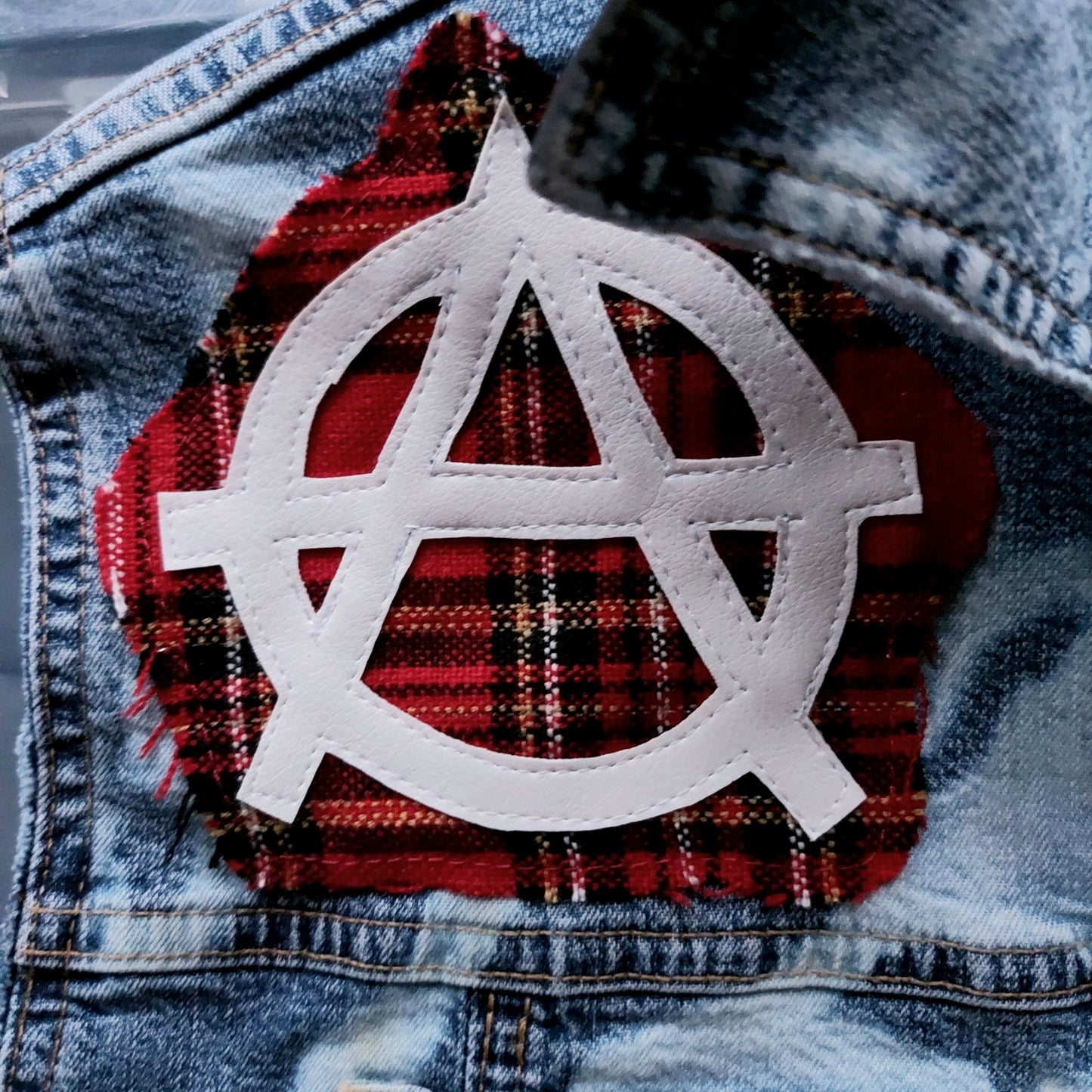 Anarchy Punk Denim Battle Waistcoat - Size XL