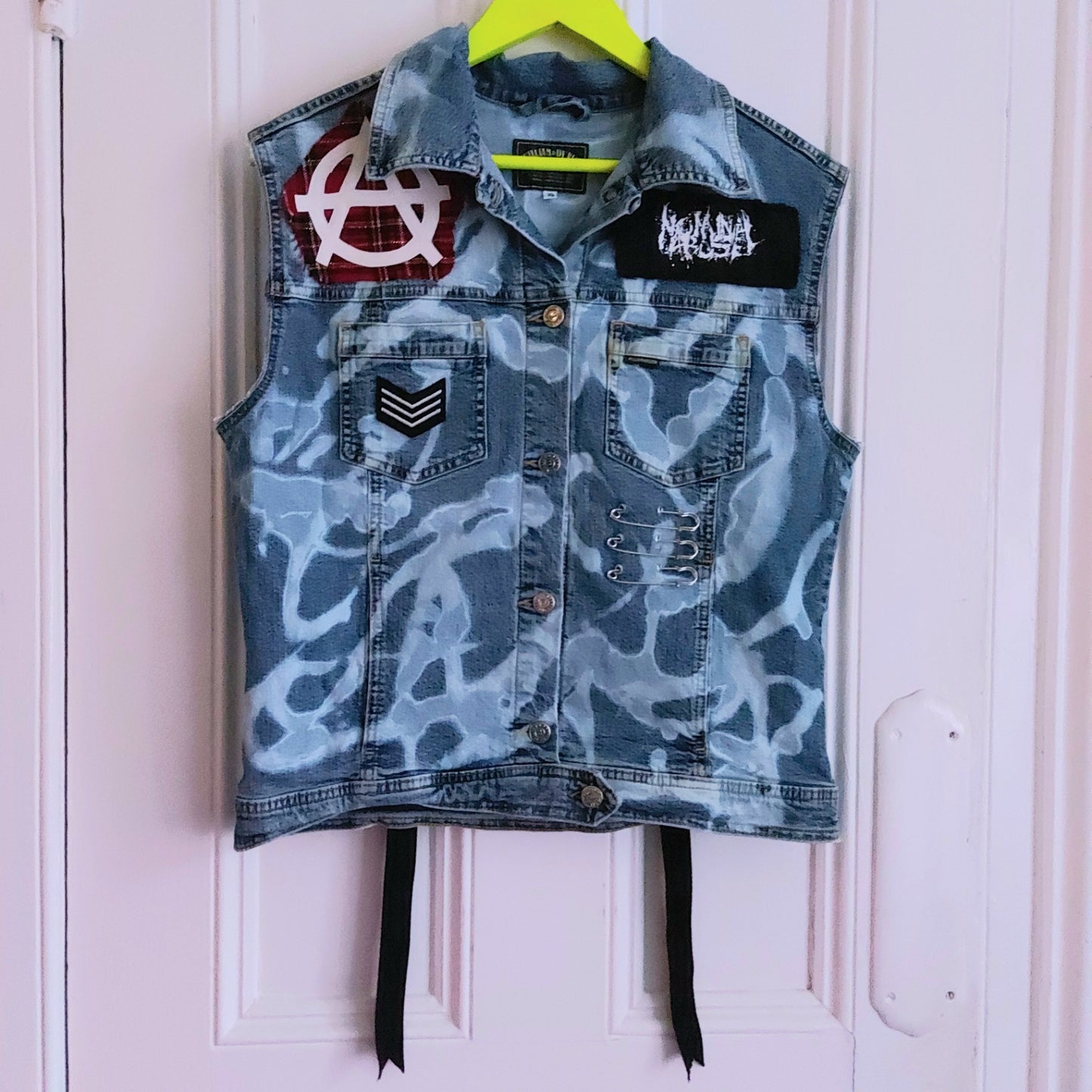 Anarchy Punk Denim Battle Waistcoat - Size XL