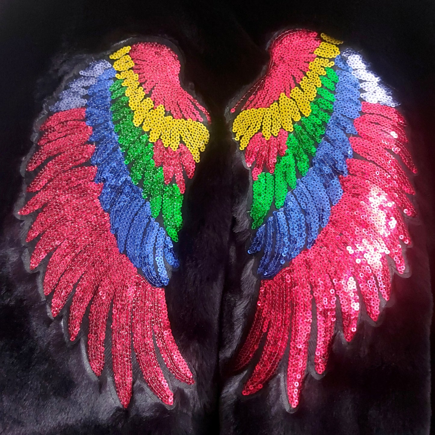 Angelic Upstart Rainbow Wing Furry Jacket - Size 14