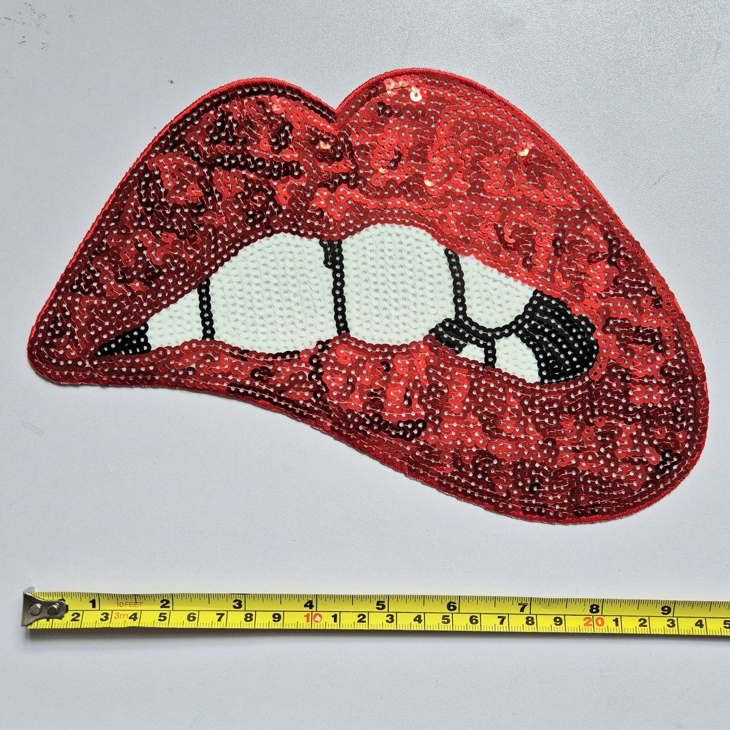Red Sequin Lips Patch (Large) - Iron On