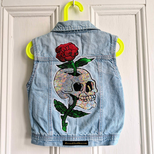 Kids Skull & Rose denim - Age 6 years