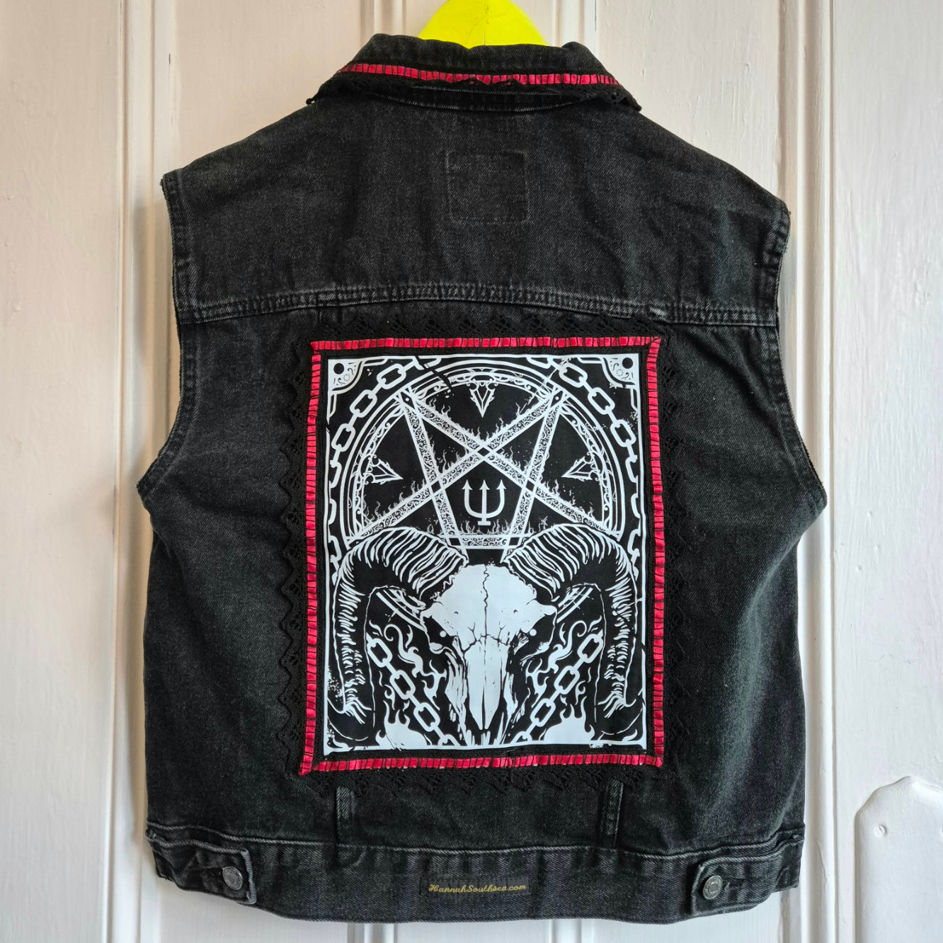 'El Diablo' Black Denim Battle Jacket - Size 12