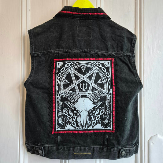 'El Diablo' Black Denim Battle Jacket - Size 12