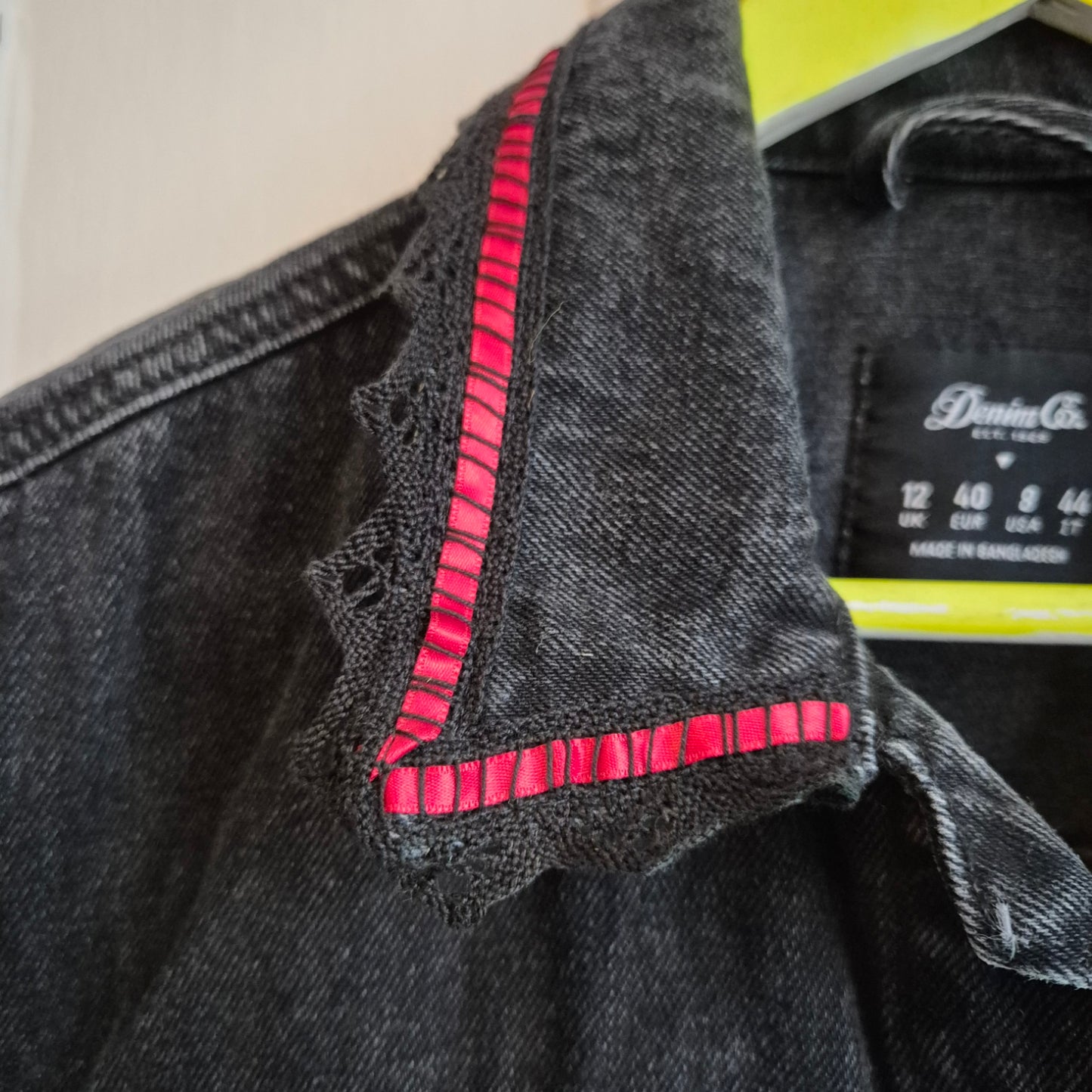 'El Diablo' Black Denim Battle Jacket - Size 12