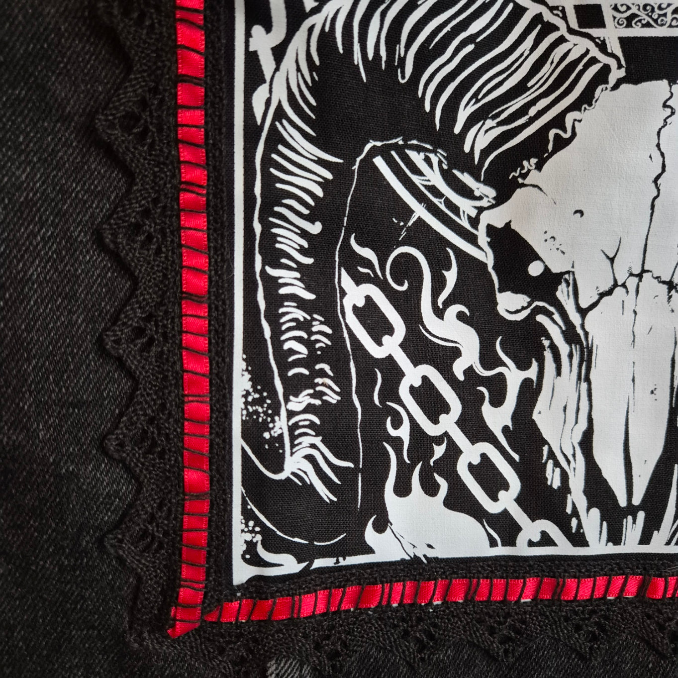 'El Diablo' Black Denim Battle Jacket - Size 12