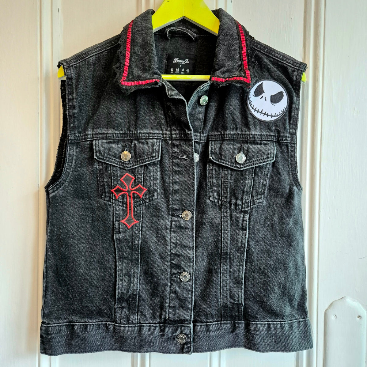 'El Diablo' Black Denim Battle Jacket - Size 12