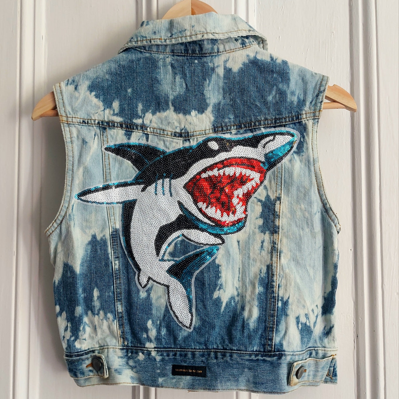 Large Sequin Shark Patch