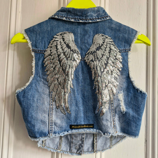 Silver Wing Denim Waistcoat - Size 12