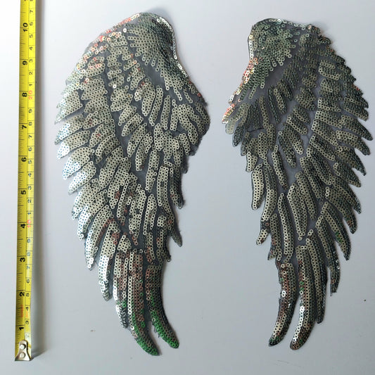 Silver Sequin Wings (small) - 2 Piece