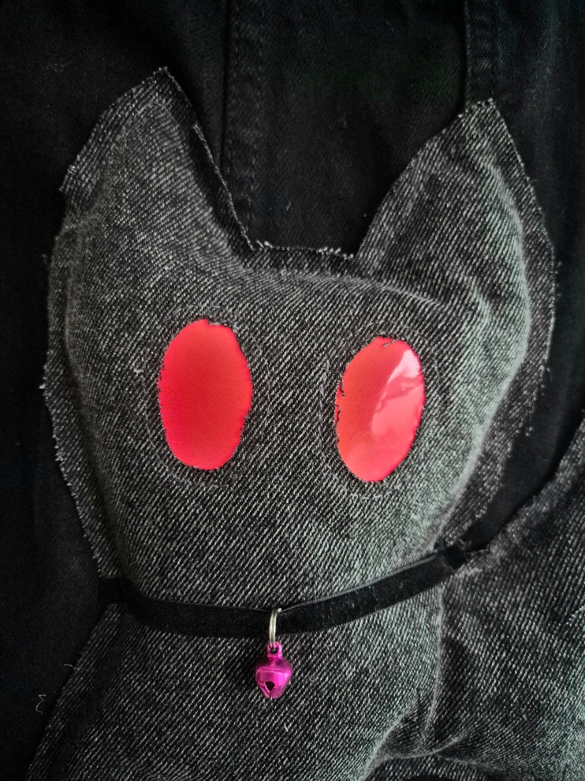 Glow Kitty Denim Tote Bag - UV pink