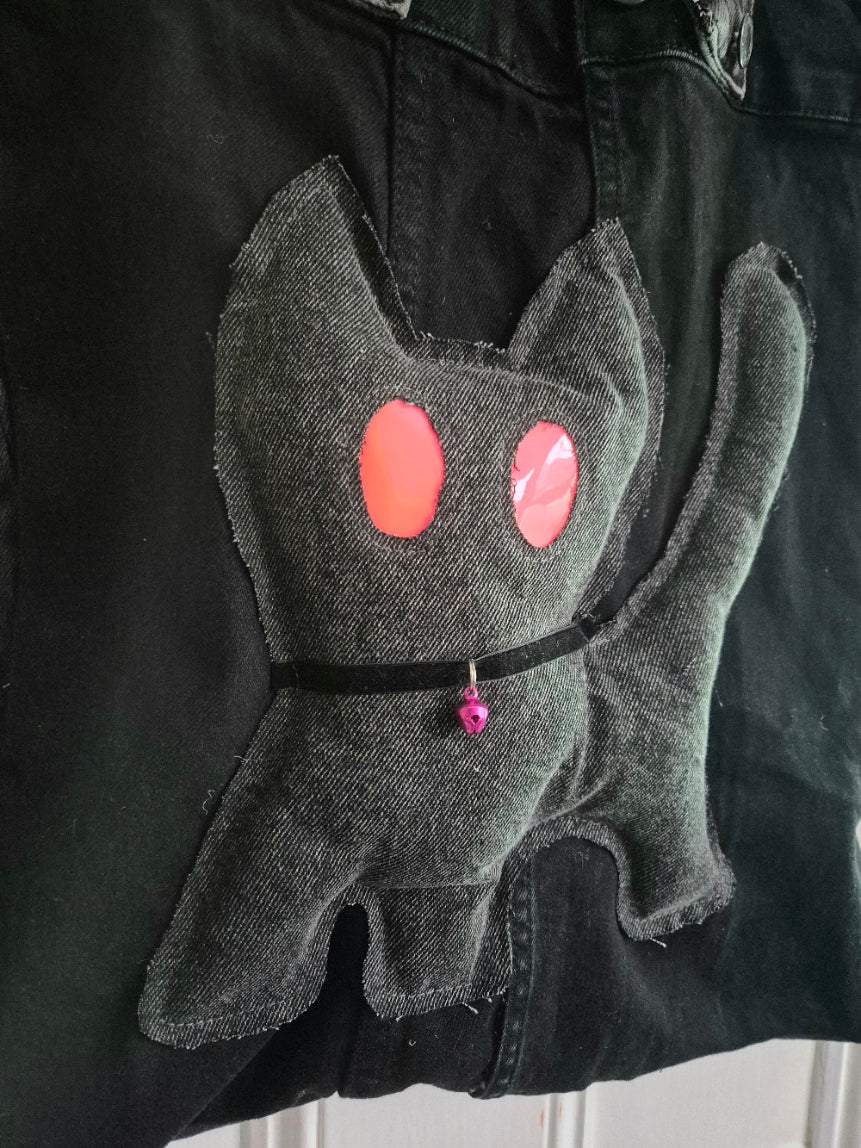 Glow Kitty Denim Tote Bag - UV pink