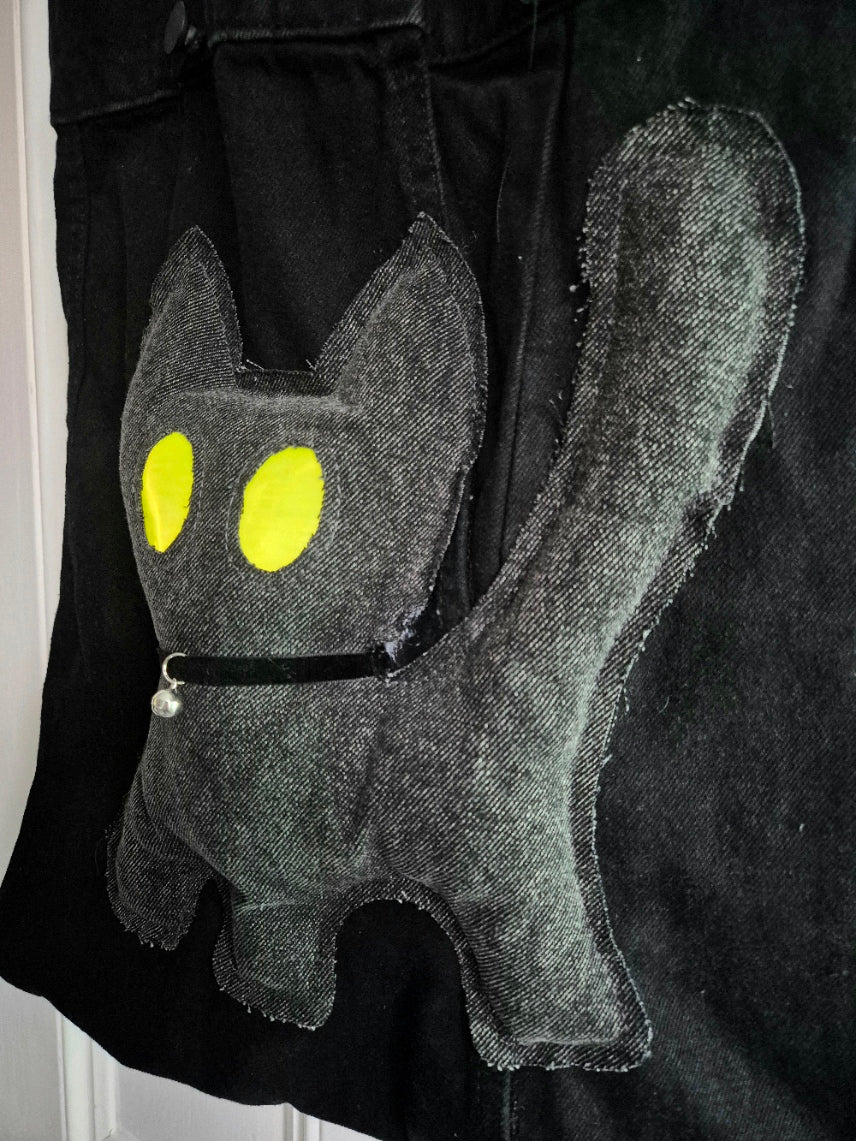 Glow Kitty Denim Tote Bag - Acid Yellow